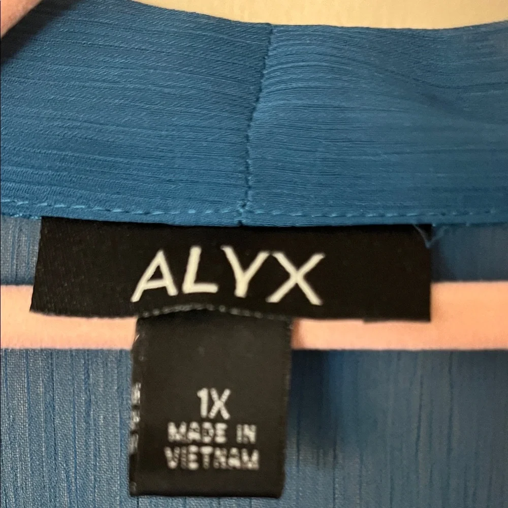 Alyx Teal Tie-Neck Sheer Blouse - Picture 2 of 3
